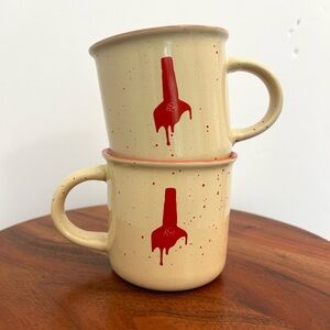 Maker's Mark Whiskey Bourbon Campfire Mug, Tan with red speckles, Red Wax Logo